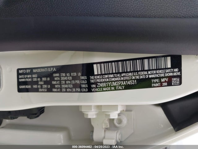 2023 MASERATI LEVANTE MODENA VIN: ZN661YUM2PX414531
