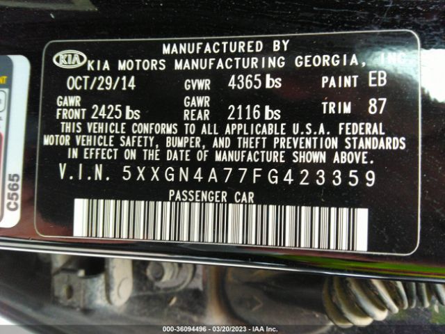 5XXGN4A77FG423359 KIA OPTIMA EX
