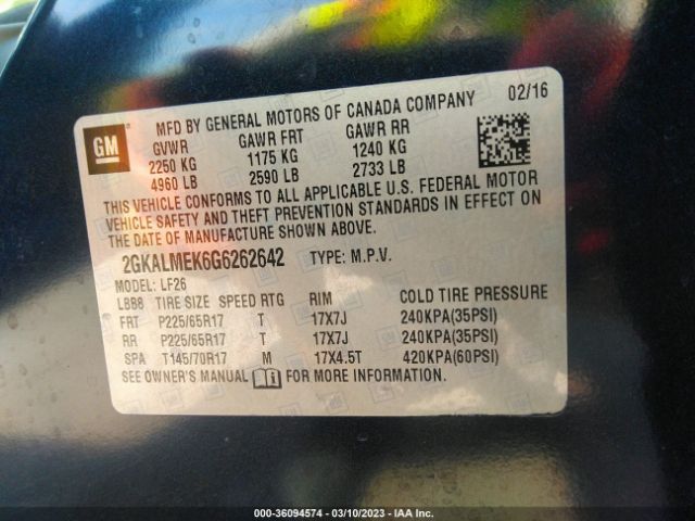 2GKALMEK6G6262642 GMC Terrain Sle