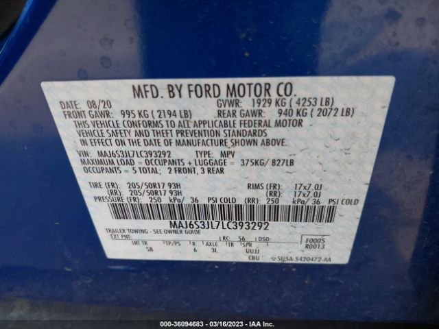 MAJ6S3JL7LC393292 Ford Ecosport Ses