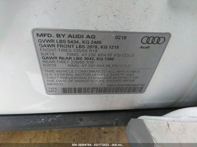 WA1CNAFY9K2062743 Audi Q5 Prestige