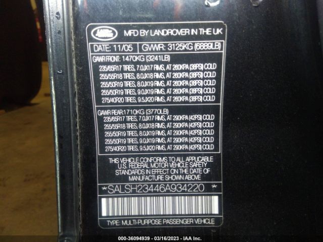 SALSH23446A934220 Land Rover Range Rover Sport Sc