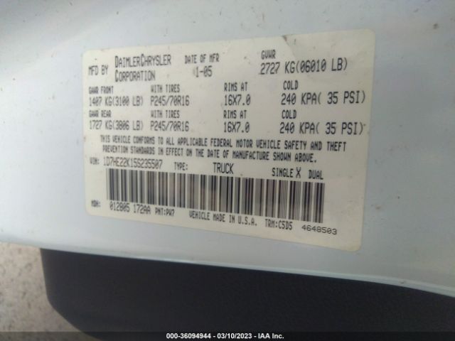 1D7HE22K15S235507 Dodge DAKOTA ST