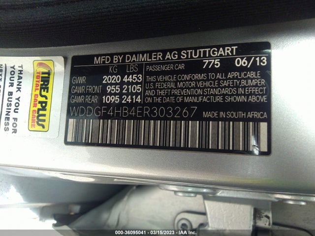 2014 MERCEDES-BENZ C-CLASS C 250 VIN: WDDGF4HB4ER303267
