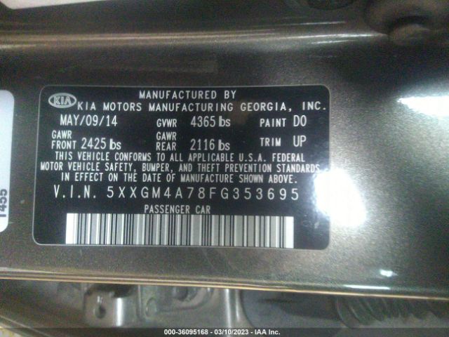 5XXGM4A78FG353695 KIA Optima Lx