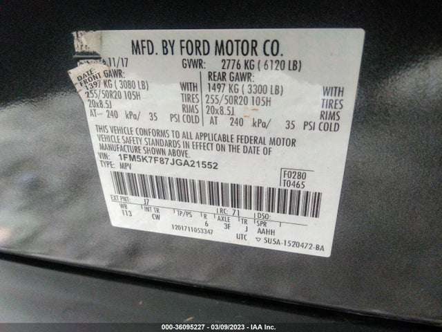 Ford Explorer Limited 2018 1FM5K7F87JGA21552 Image 10