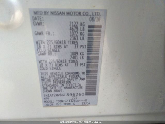 5N1AT2MV8GC896260 Nissan Rogue Sl