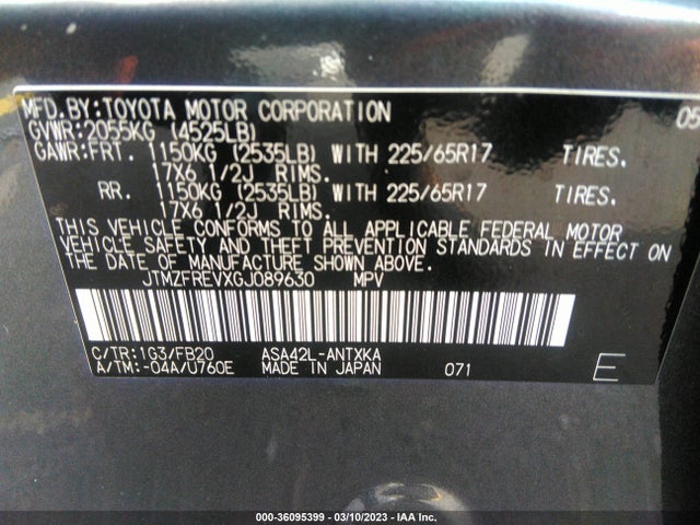 2016 TOYOTA RAV4 LE VIN: JTMZFREVXGJ089630