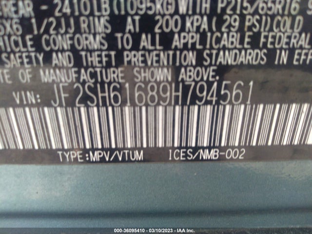 JF2SH61689H794561 Subaru FORESTER X