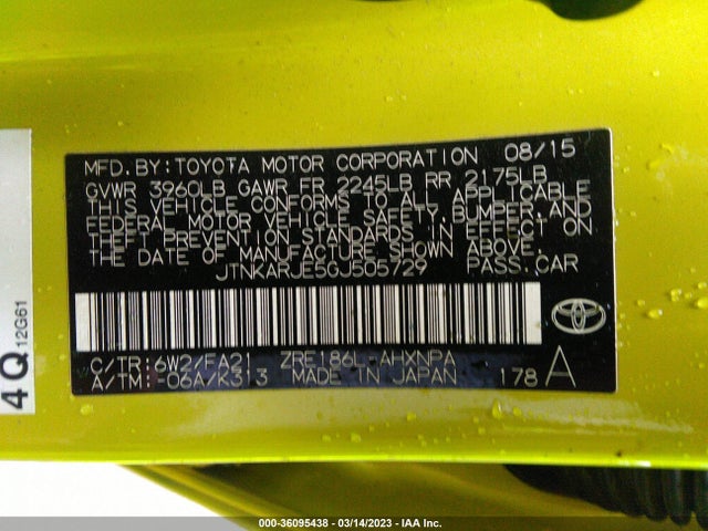 JTNKARJE5GJ505729 Scion IM