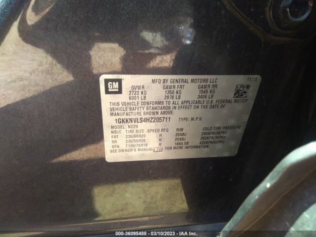 1GKKNVLS4HZ205711 GMC ACADIA SLT