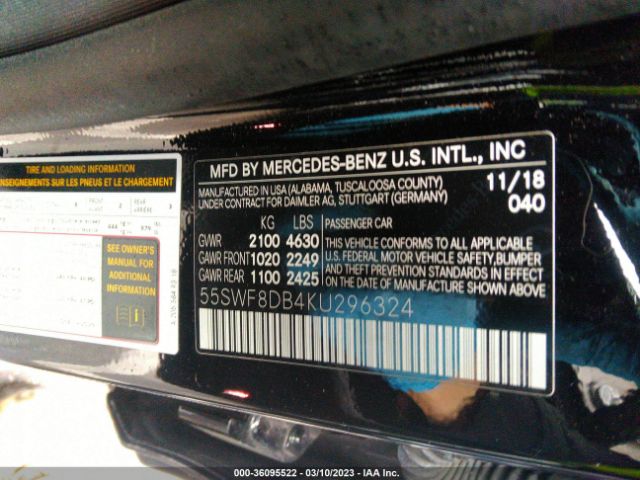 55SWF8DB4KU296324 Mercedes-Benz C-class C 300