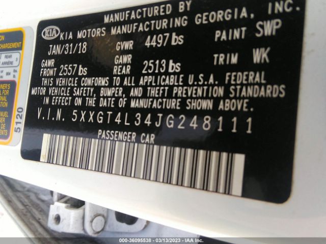5XXGT4L34JG248111 KIA Optima Lx