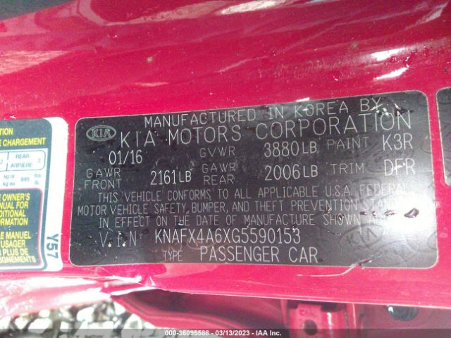 KNAFX4A6XG5590153 KIA FORTE LX