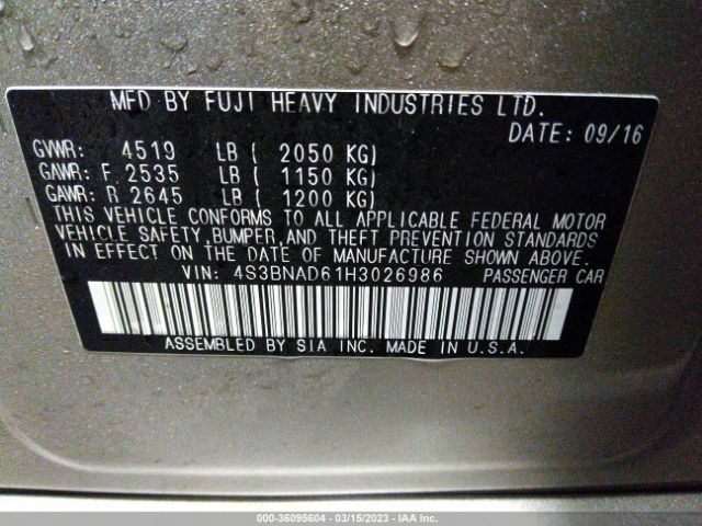 4S3BNAD61H3026986 Subaru Legacy Premium