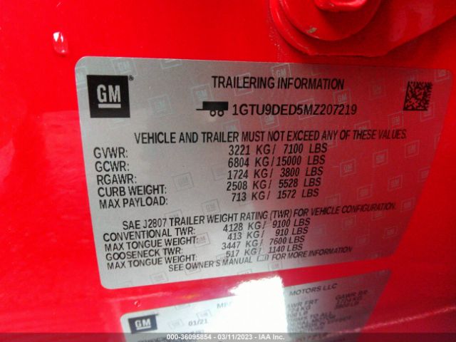 1GTU9DED5MZ207219 GMC Sierra 1500 Slt