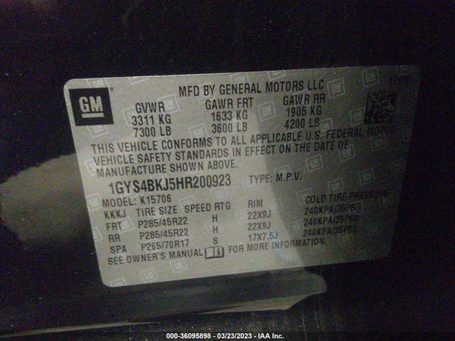 1GYS4BKJ5HR200923 Cadillac Escalade Luxury