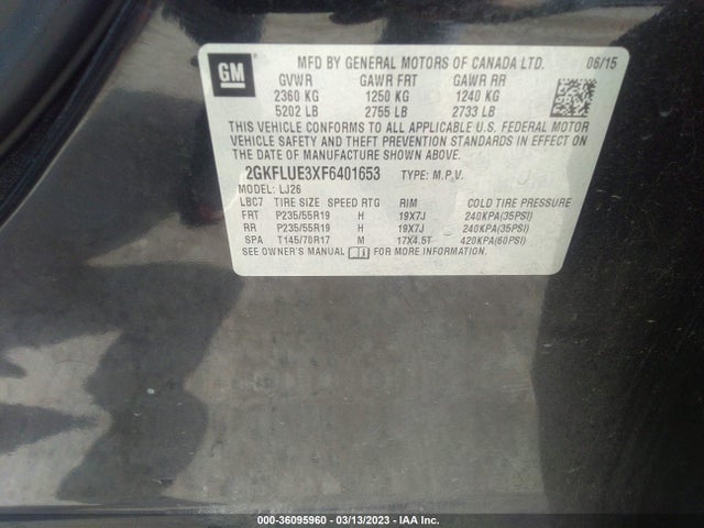 GMC Terrain Denali 2015 2GKFLUE3XF6401653 Image 9