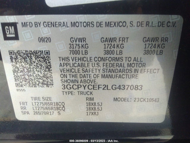 Chevrolet Silverado 1500 Custom Trail Boss 2020 3GCPYCEF2LG437083 Image 10