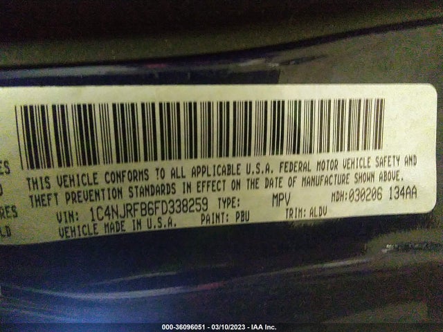 2015 JEEP PATRIOT HIGH ALTITUDE EDITION VIN: 1C4NJRFB6FD338259
