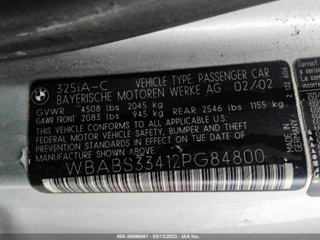 WBABS33412PG84800 BMW 3 Series 325ci