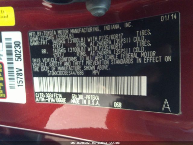 5TDKK3DC6ES447686 Toyota Sienna Le V6 8 Passenger