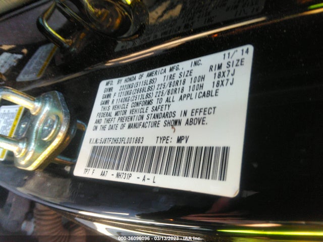 2015 Honda Crosstour, VIN: 5J6TF2H53FL001863