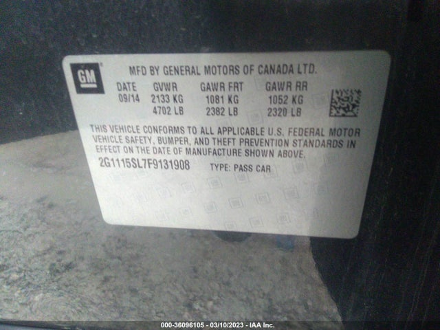 Chevrolet IMPALA LT 2015 2G1115SL7F9131908 Image 9