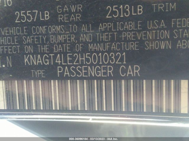 KNAGT4LE2H5010321 KIA Optima Hybrid Base
