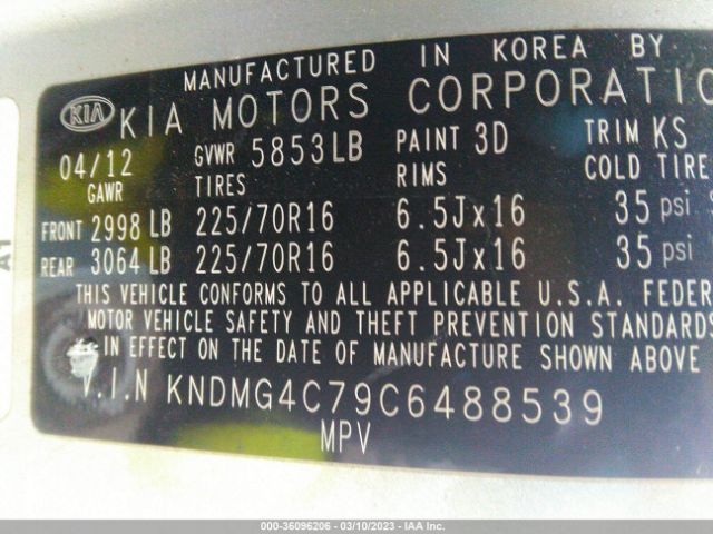 KNDMG4C79C6488539 KIA Sedona