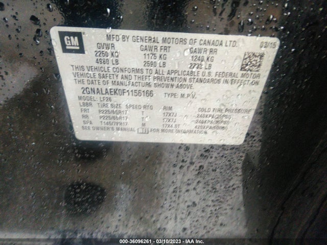 Chevrolet EQUINOX LS 2015 2GNALAEK0F1156166 Image 9