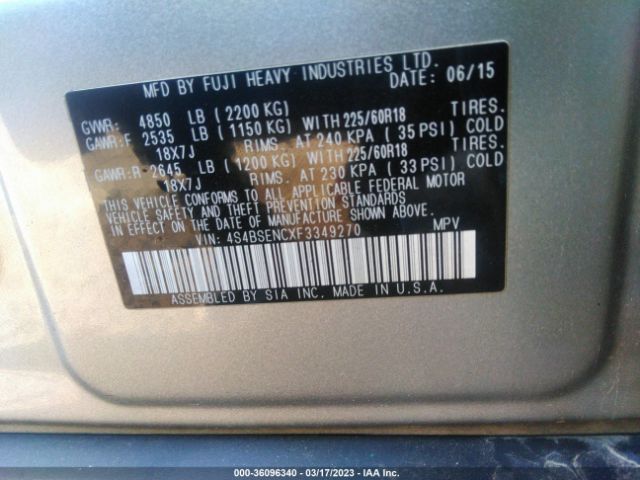 4S4BSENCXF3349270 Subaru Outback 3.6r Limited