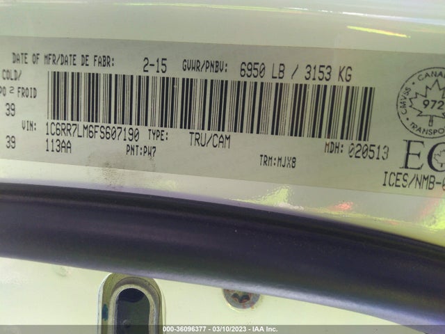 RAM 1500 Big Horn 2015 1C6RR7LM6FS607190 Image 9