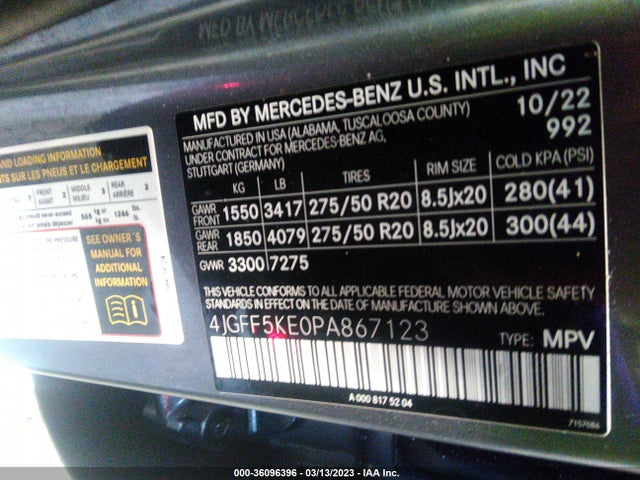 2023 Mercedes-Benz GLS-Class, VIN: 4JGFF5KE0PA867123