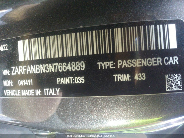 ZARFANBN3N7664889 Alfa Romeo GIULIA TI