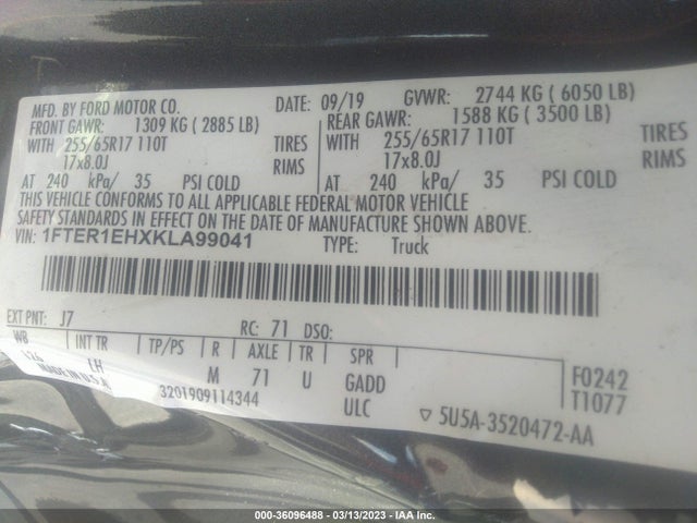 2019 FORD RANGER 1FTER1EHXKLA99041 Photo 8