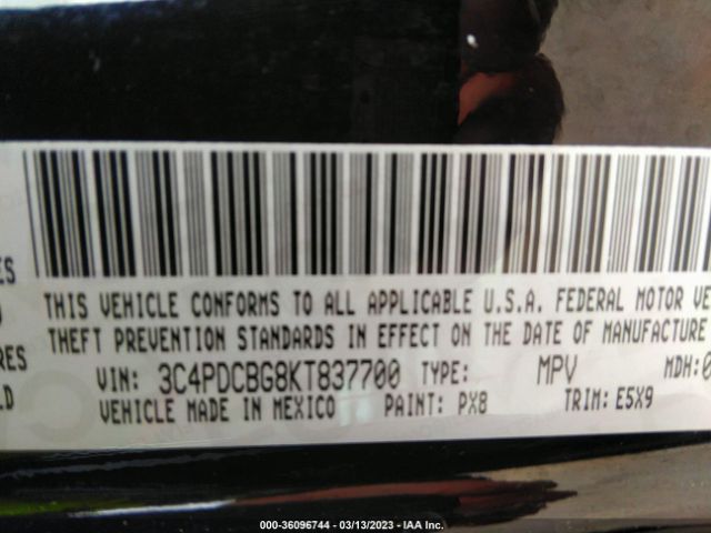 3C4PDCBG8KT837700 Dodge JOURNEY SE