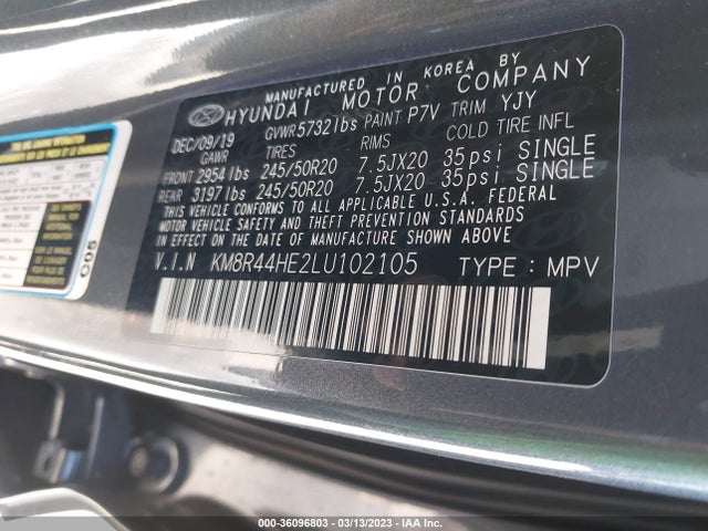 Hyundai Palisade Sel 2020 KM8R44HE2LU102105 Image 10