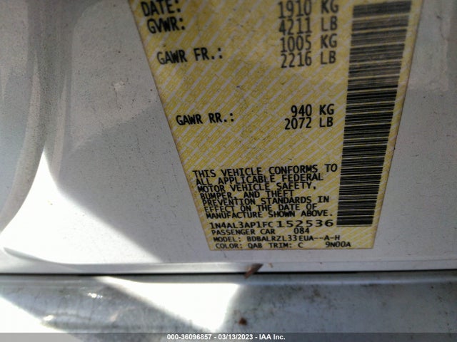 Nissan Altima 2.5 Sl 2015 1N4AL3AP1FC152536 Image 10