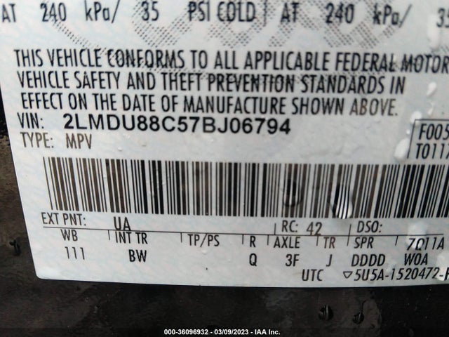 Lincoln MKX 2007 2LMDU88C57BJ06794 Image 10