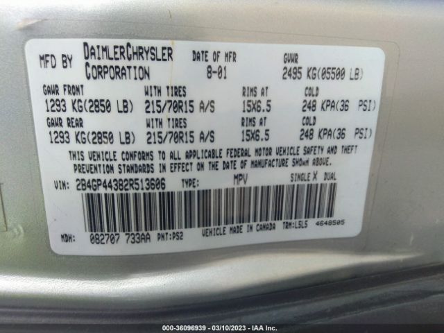 2B4GP44382R513606 Dodge Grand Caravan Sport