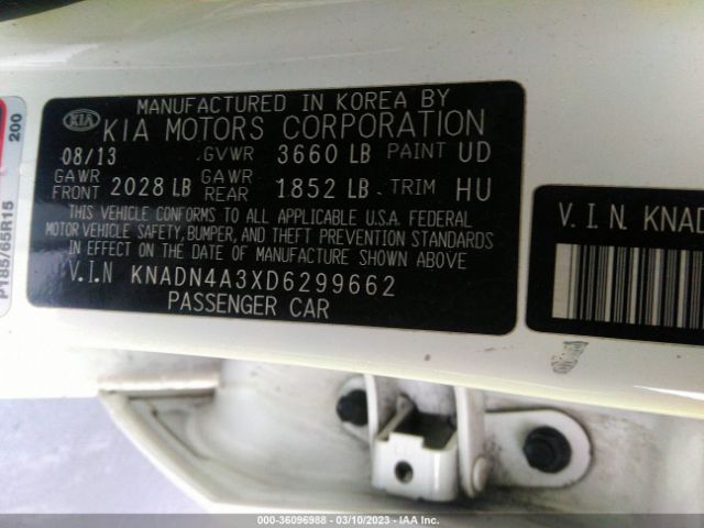 KNADN4A3XD6299662 KIA RIO EX