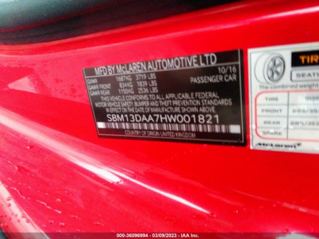 SBM13DAA7HW001821 Mclaren 570S