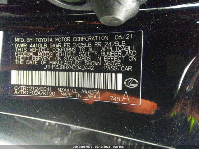 2021 Lexus UX, VIN: JTHP3JBHXM2042442