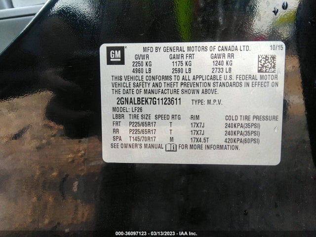 Chevrolet EQUINOX LS 2016 2GNALBEK7G1123611 Image 9