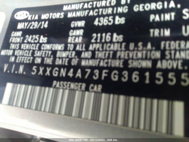 5XXGN4A73FG361555 KIA OPTIMA EX