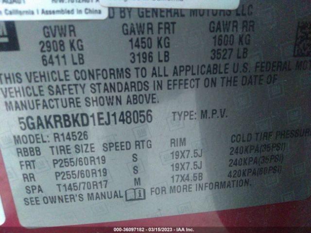 5GAKRBKD1EJ148056 Buick Enclave Leather