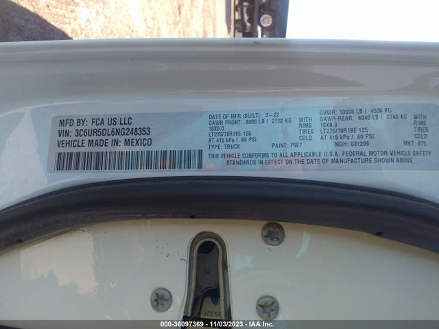 3C6UR5DL6NG248353 RAM 2500 Big Horn