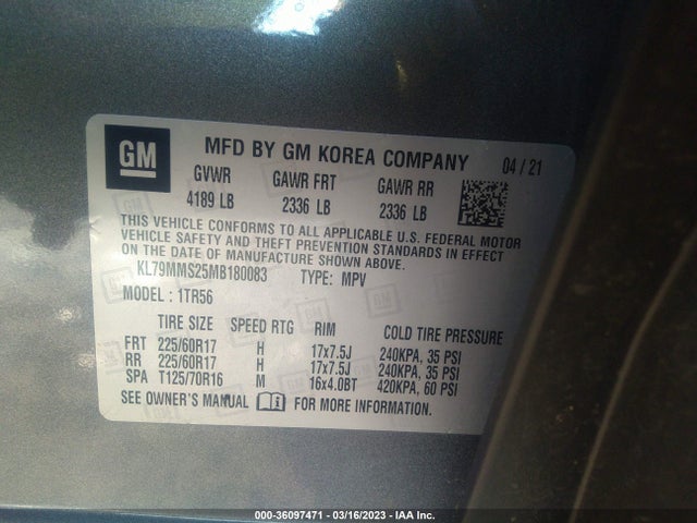 Chevrolet Trailblazer Ls 2021 KL79MMS25MB180083 Image 9