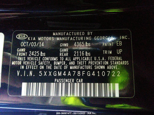 KIA Optima Lx 2015 5XXGM4A78FG410722 Image 9